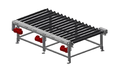 Transportador de rodillos con ajuste de espacio