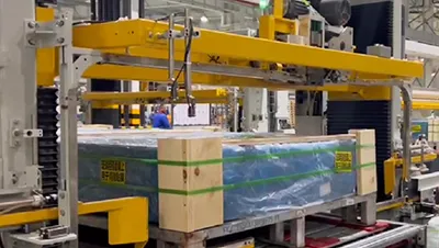 Línea automática de envasado de láminas de vidrio